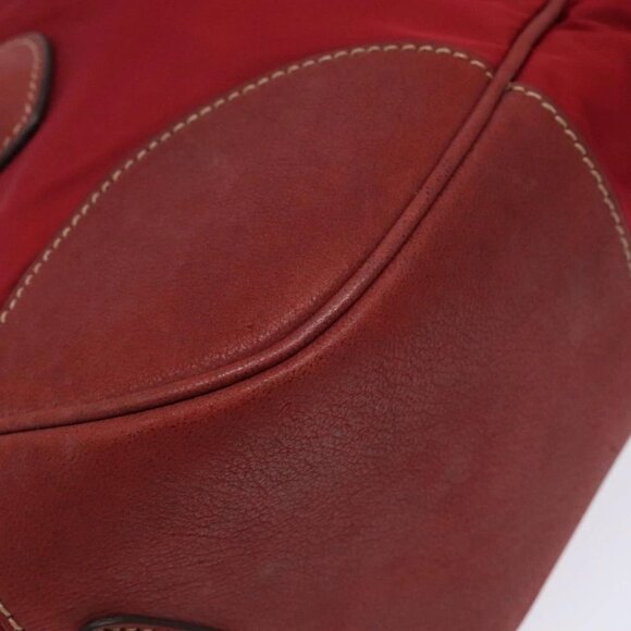 PRADA Shoulder Bag Leather Nylon Red Gold Auth 138849 - Picture 3 of 16